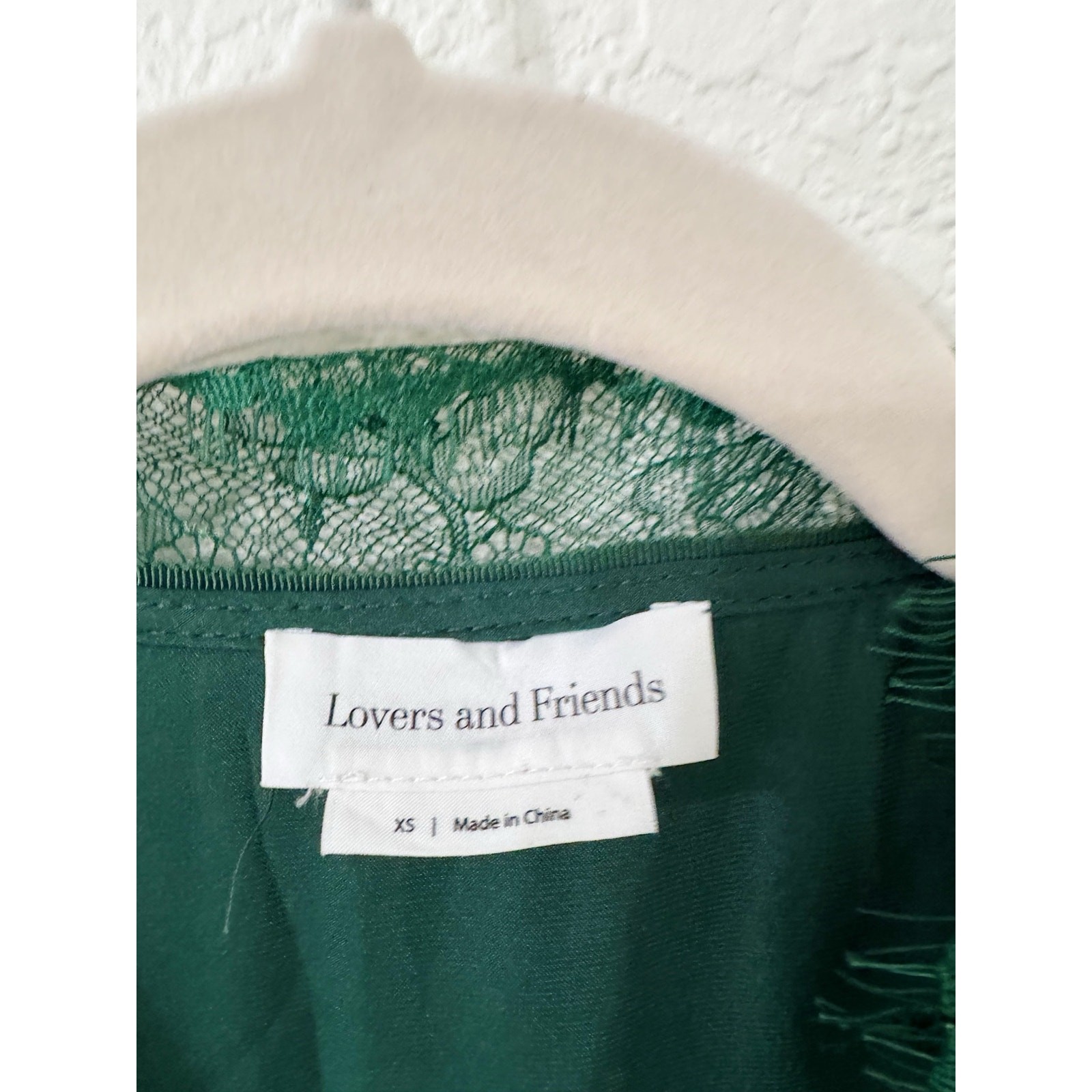 Lovers + Friends Nadeen Wrap Mini Dress Emerald Green Lace Trim XS