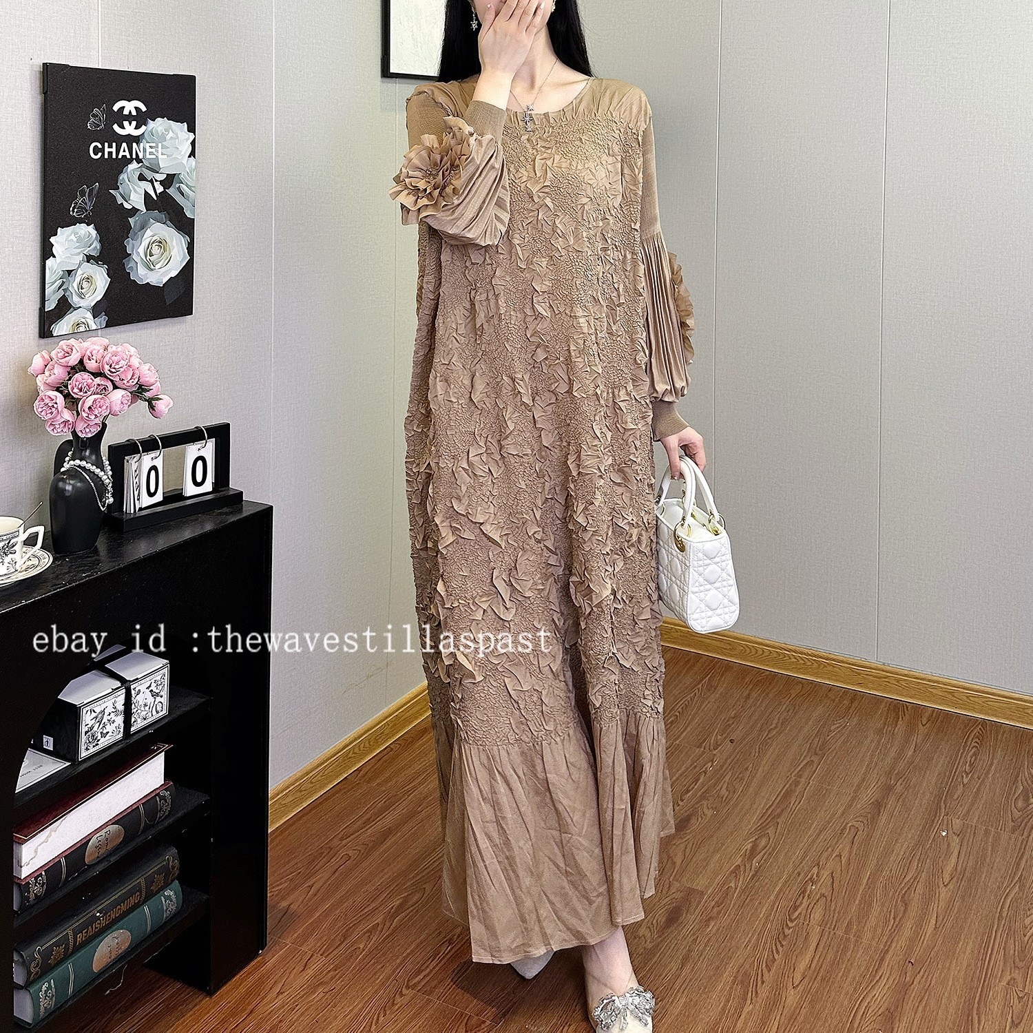 Fashion Dress Design Round Neck Lantern Sleeves Loose Large Size Fishtail Skirt