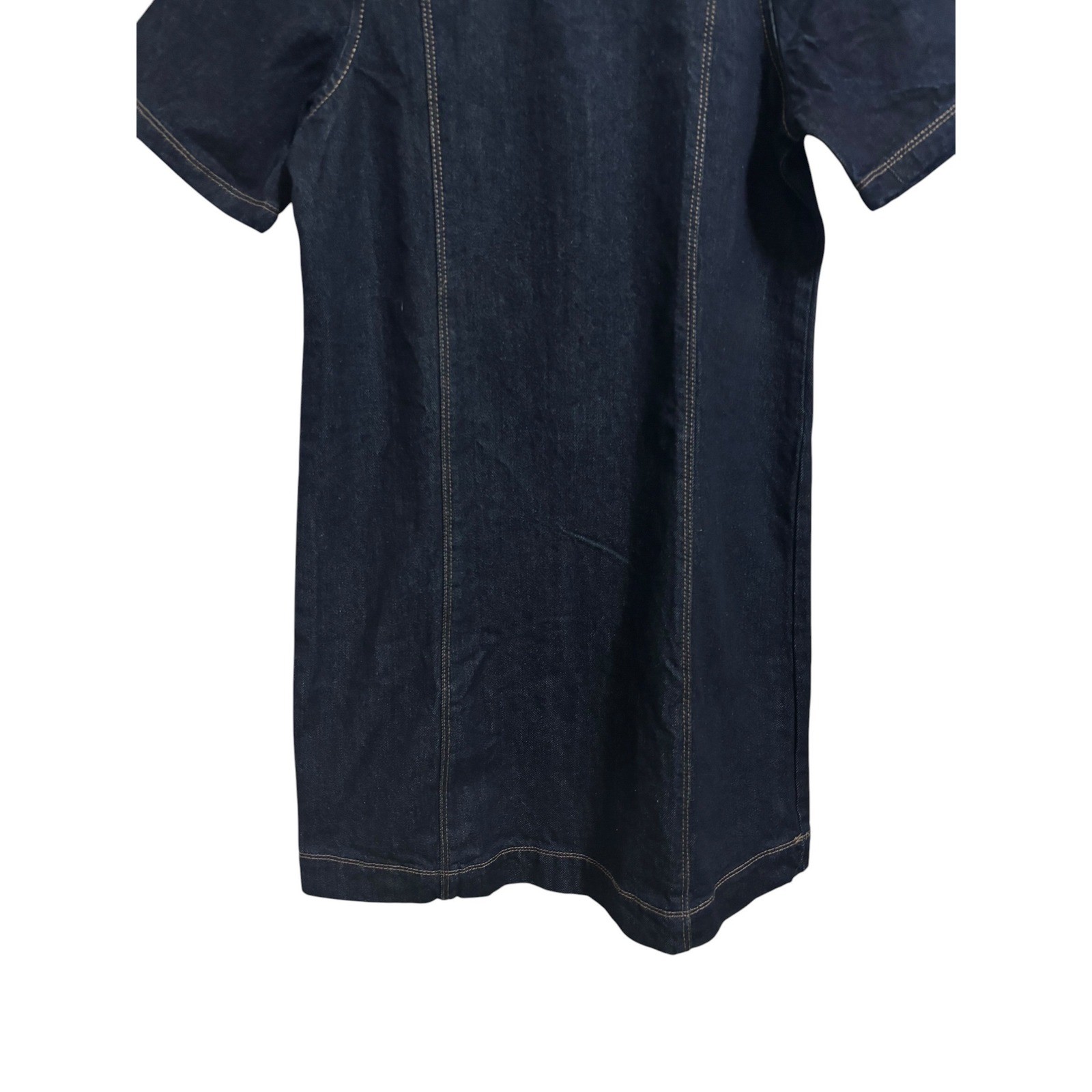 Old Navy Womens Dark Wash Denim Short Sleeve Mini Shift Dress Blue Preppy XS