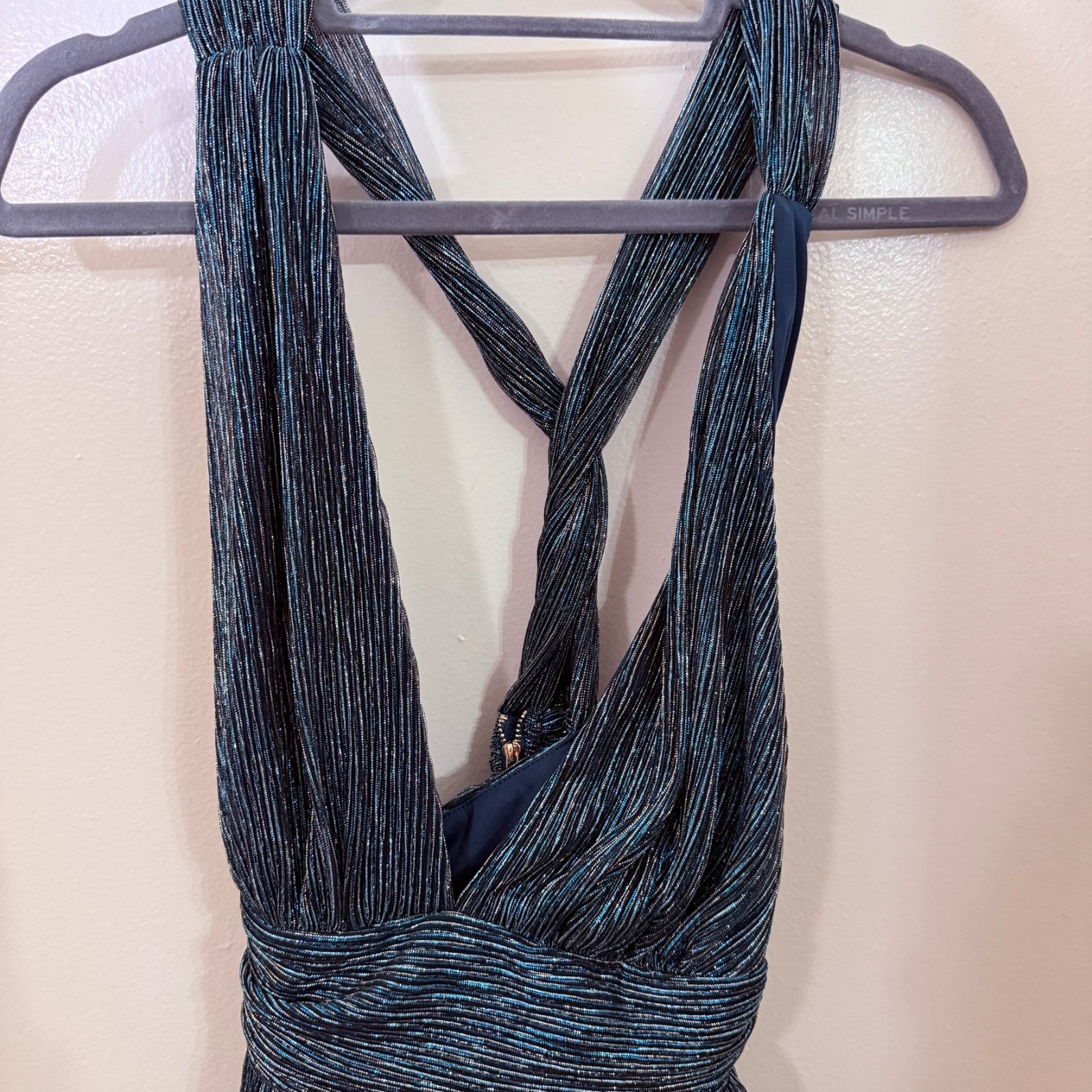 Lulus New With Tags Pleated Metallic Blue Sleeveless Fit&Flare Mini Dress Size S