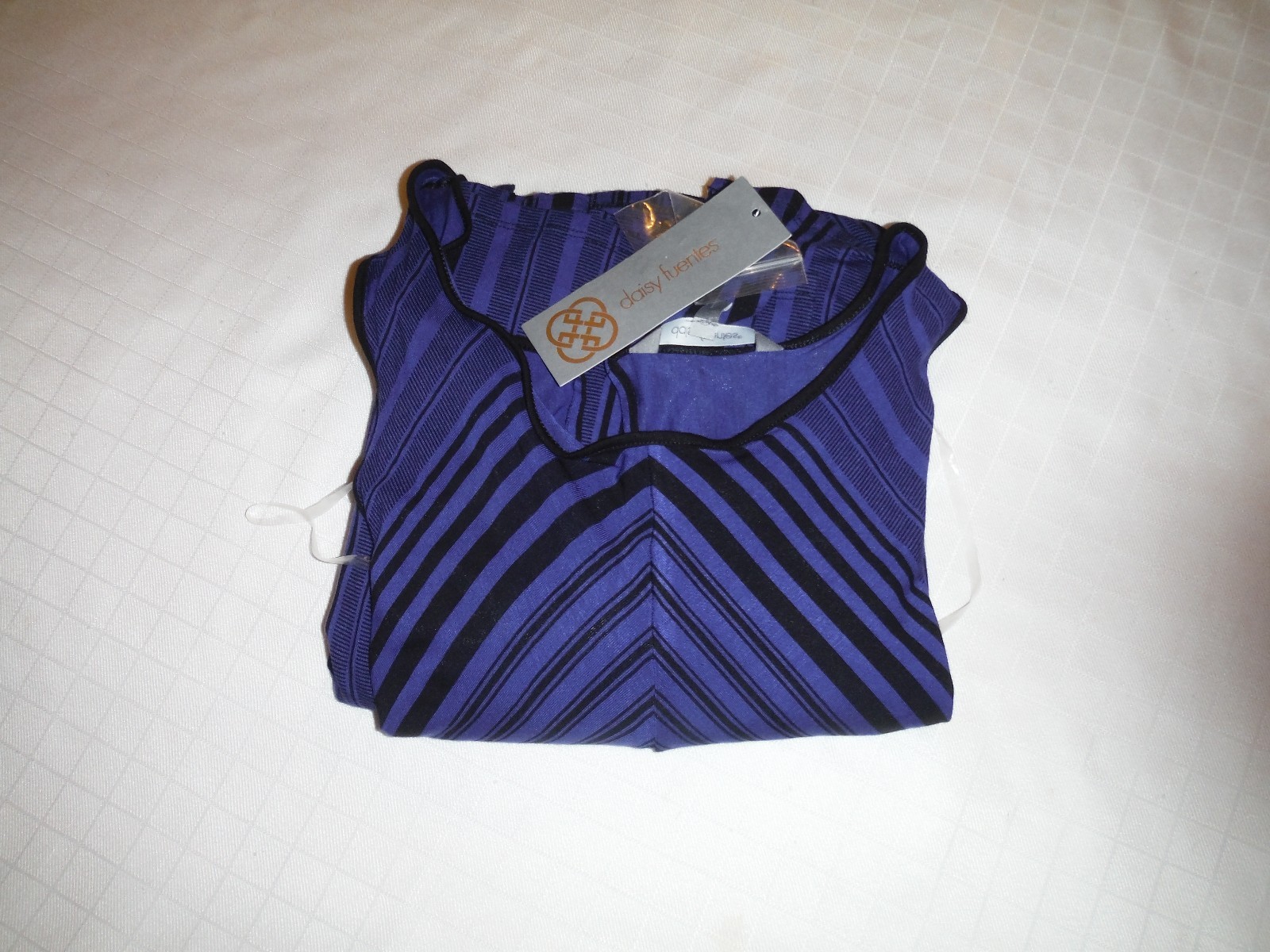 Sleeveless Maxi Dress MD Daisy Fuentes Blue Black Striped 96% rayon 4% spandex