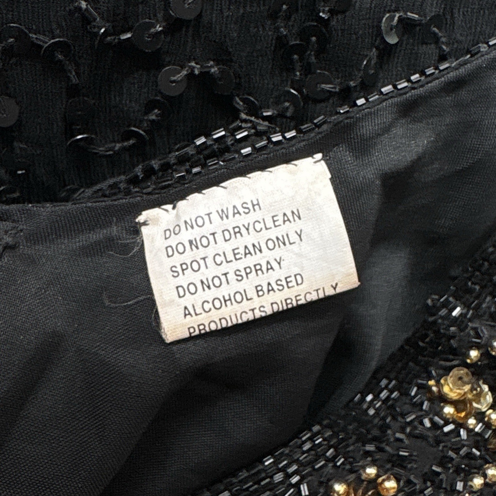 Stenay Silk Beaded Sequined Bow Low Back Long Evening Dress Black Gold Size 4