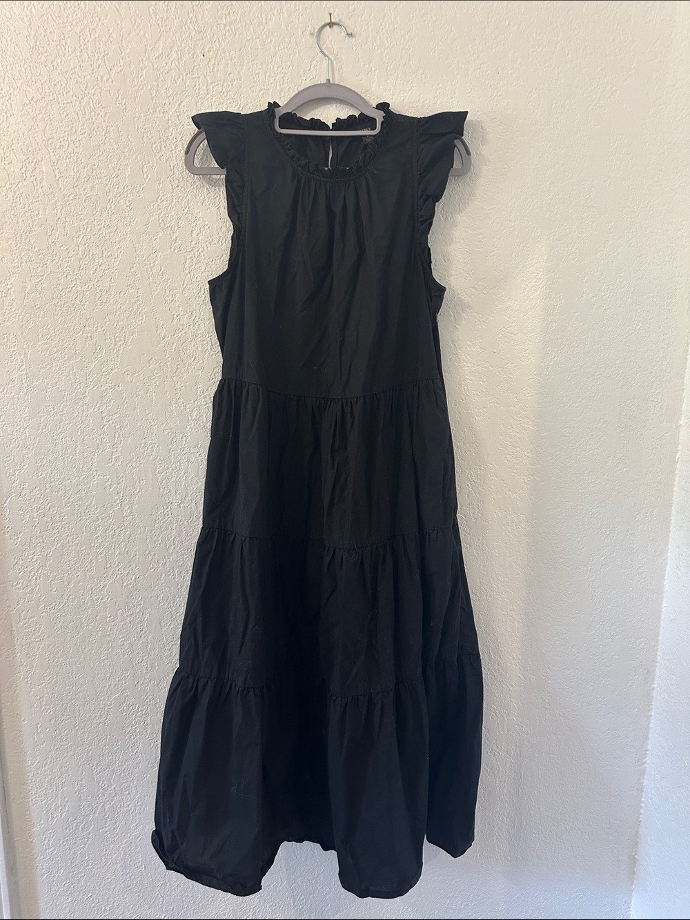 J. Crew Black Sleeveless Tiered Maxi Dress