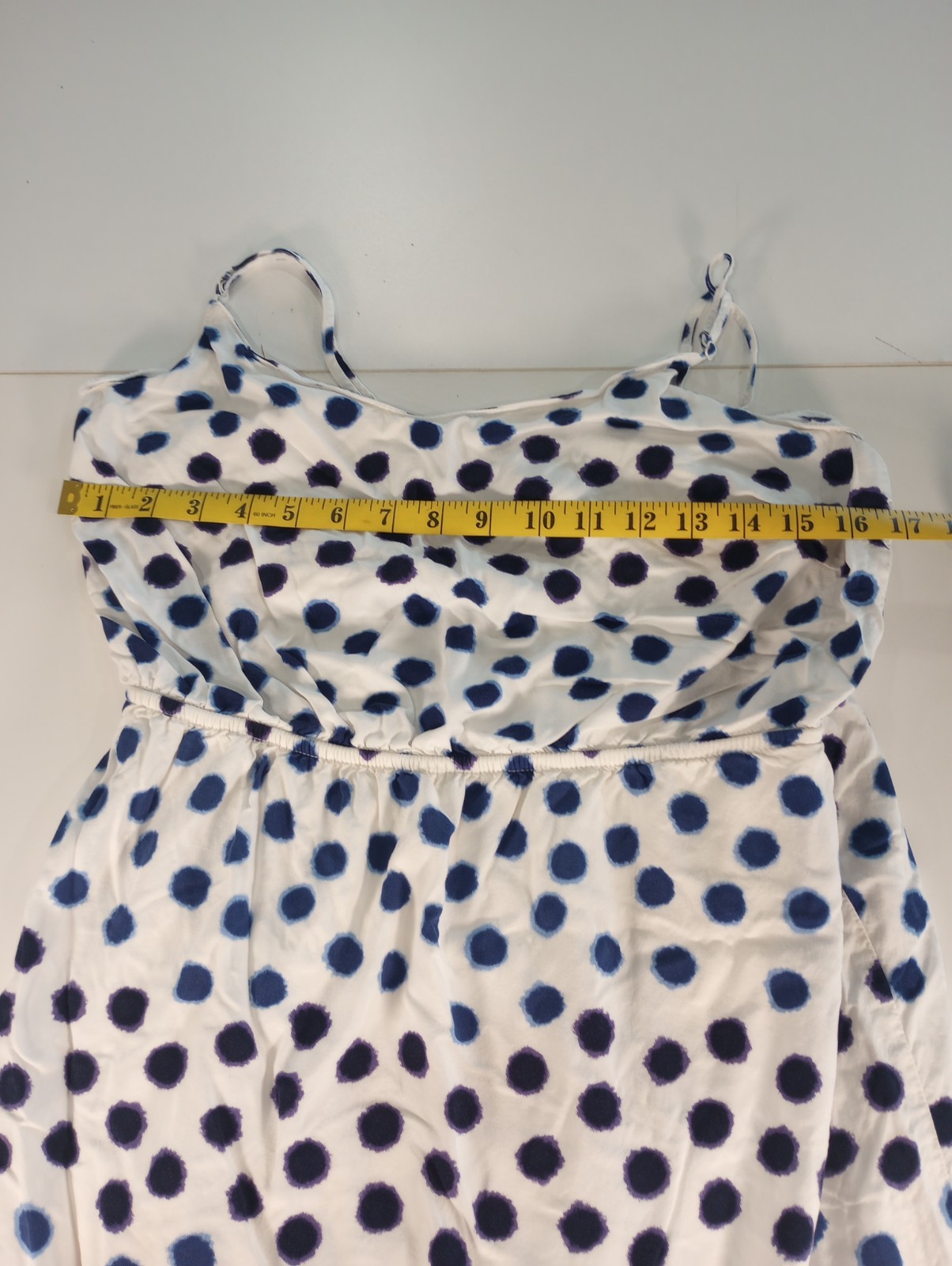 Old Navy White Sleeveless Midi Dress Large Blue & Purple Polka Dots Side Slits