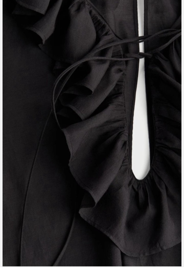 H&M STUDIO Collection Resort one size: XS,S,M,L,XL black Ruffled Kaftan Dress BN