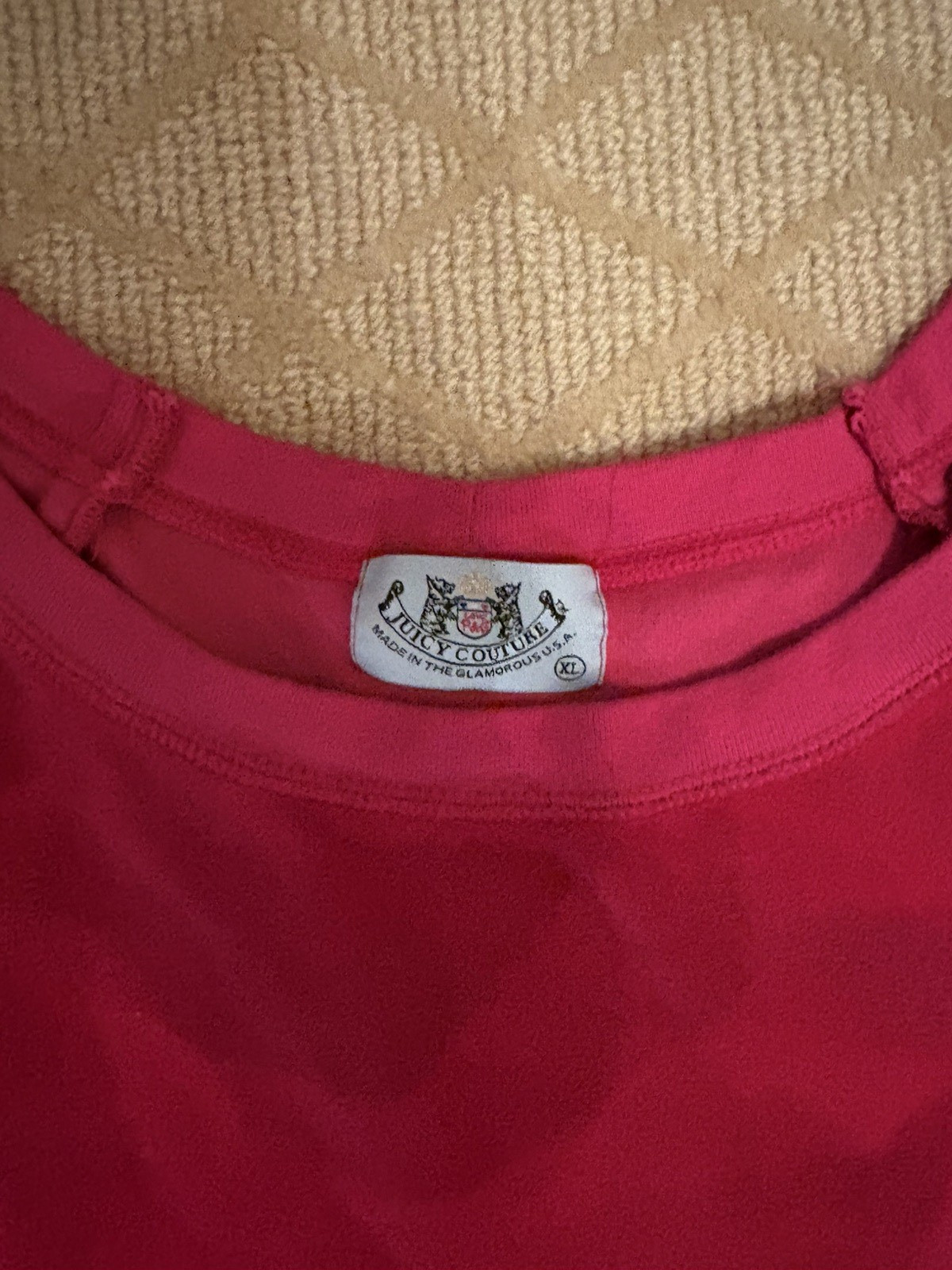Juicy Couture Dress Raspberry Pink XL Velour LS Drawstring Waist Mini Dress