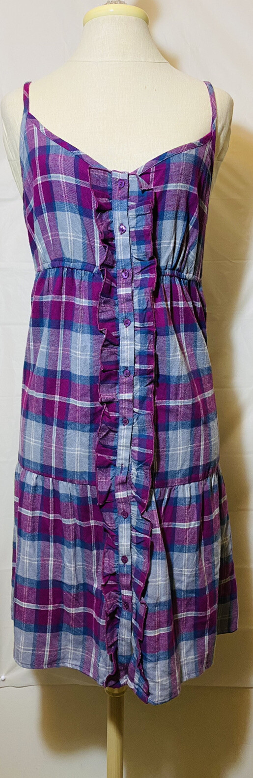 arizona women dress sleeveless nickel/berry burst size large 100% cotton Button