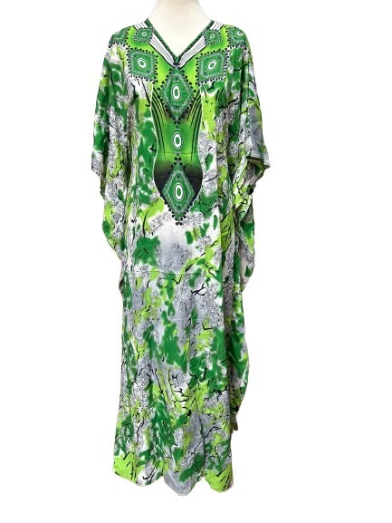 plus size Kaftan long Tunic Dress Beach Cover up fits up to size 26