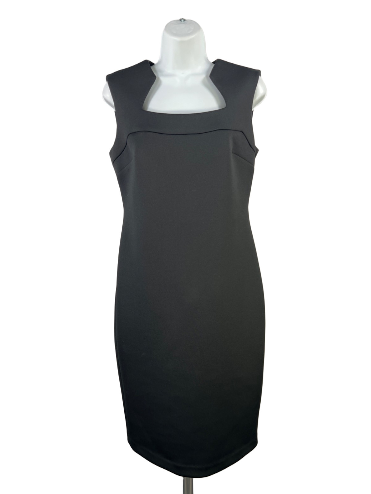 Calvin Klein Women’s Black Square Neck Sleeveless Midi Sheath Dress – 6