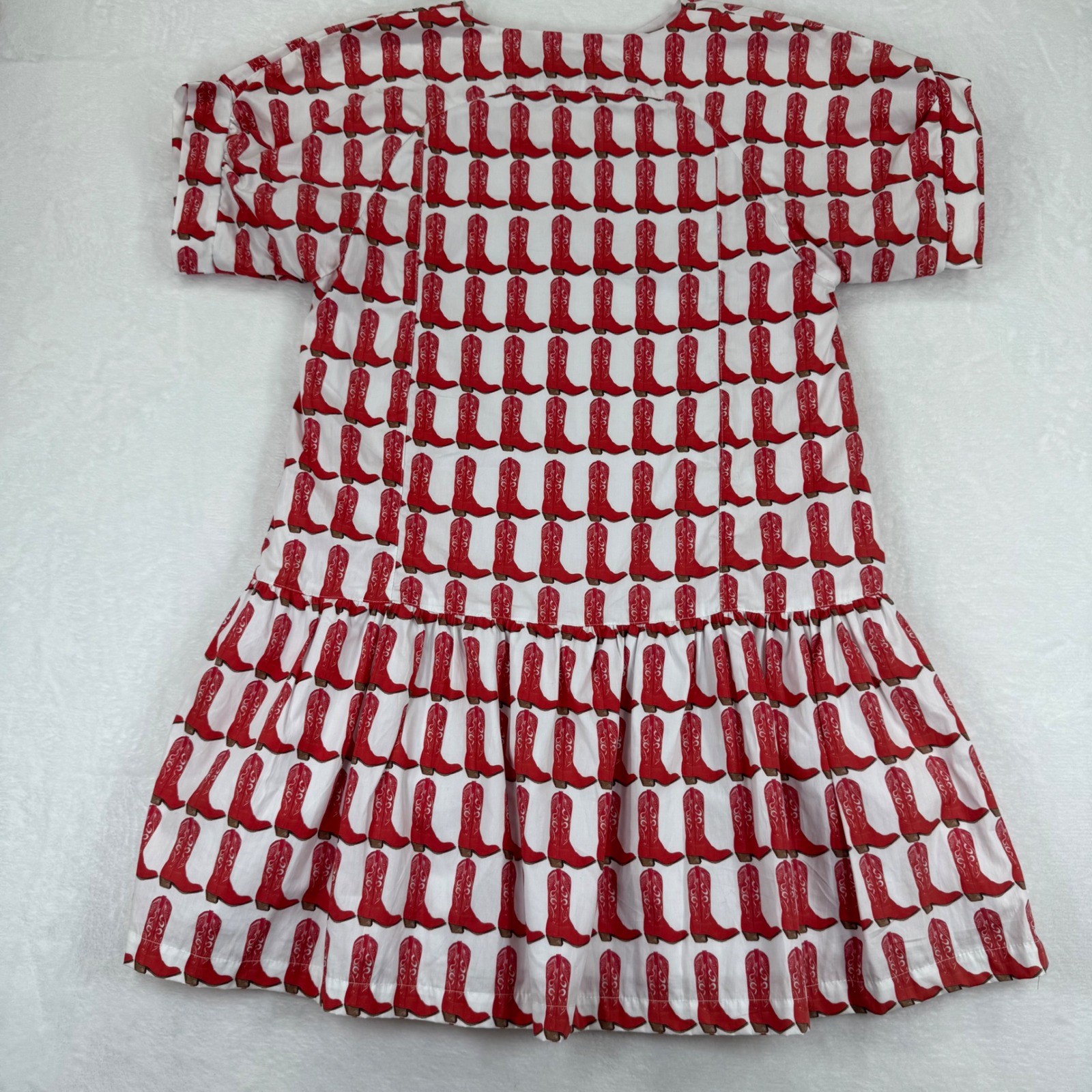 Brooke Wright Lucy Dress Medium White Red Cowboy Boot Cotton Poplin NWT READ