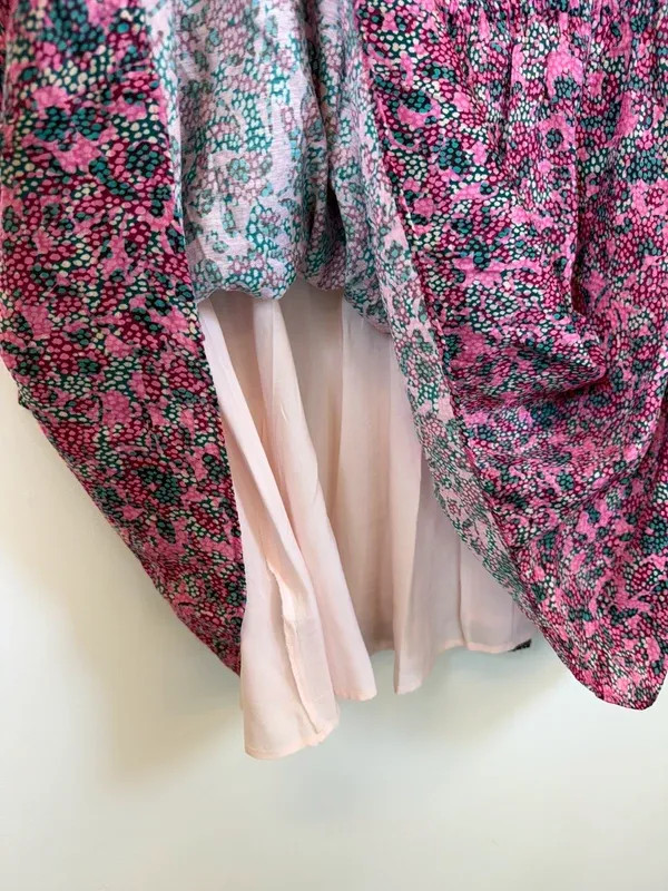 Oliver Bonas Tranquil Print Pink Mini Tiered Dress UK 12 BNWT