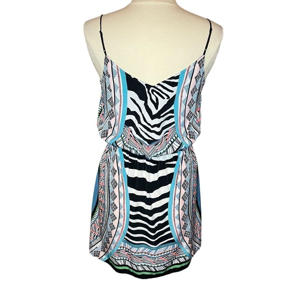 EXPRESS Zebra Geometric Print Mini‎ Slip Dress w/ Elastic Waist, Medium
