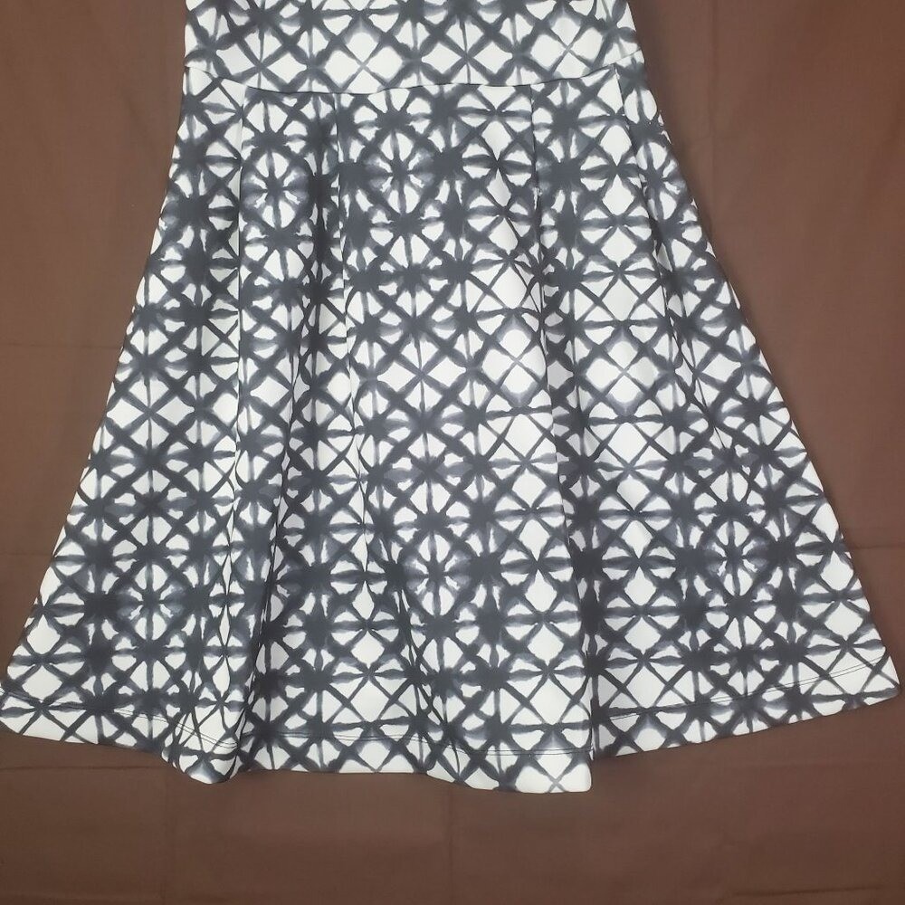 Mossimo Womens Retro Shibori Geometric Fit Flare Dress M Black High Neck Halter