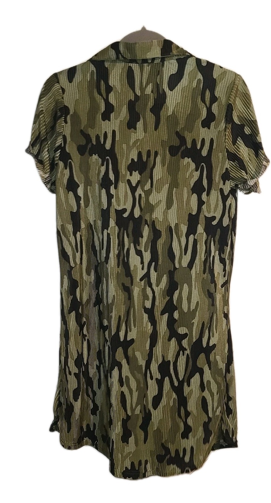 Jolie & Joy Camouflage Button Up Dress with Short Sleeves Sz XL Y2K Airy Camo