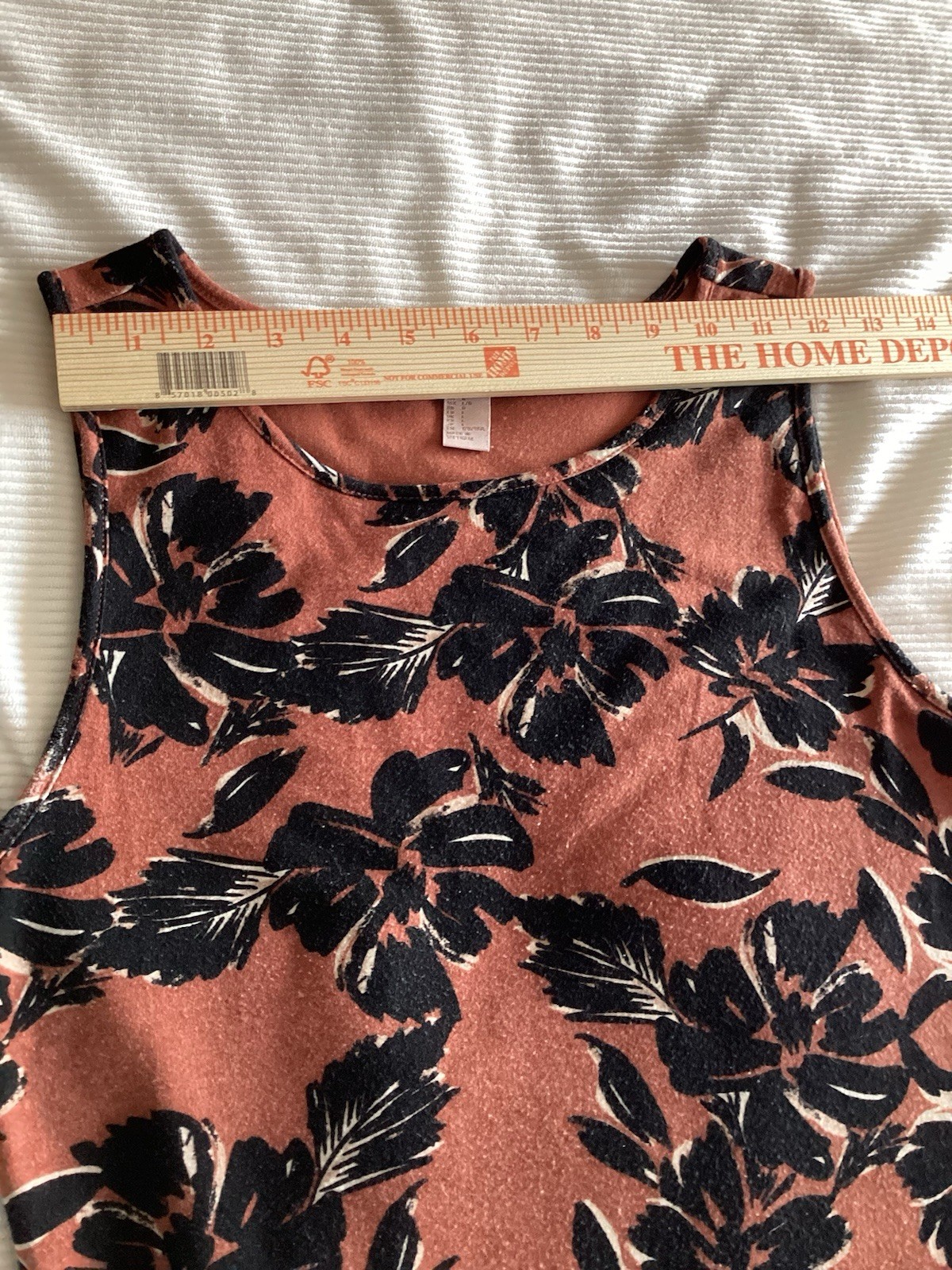 FOREVER 21 Rust Black Floral Sheath Dress Sleeveless Knee Length Size L
