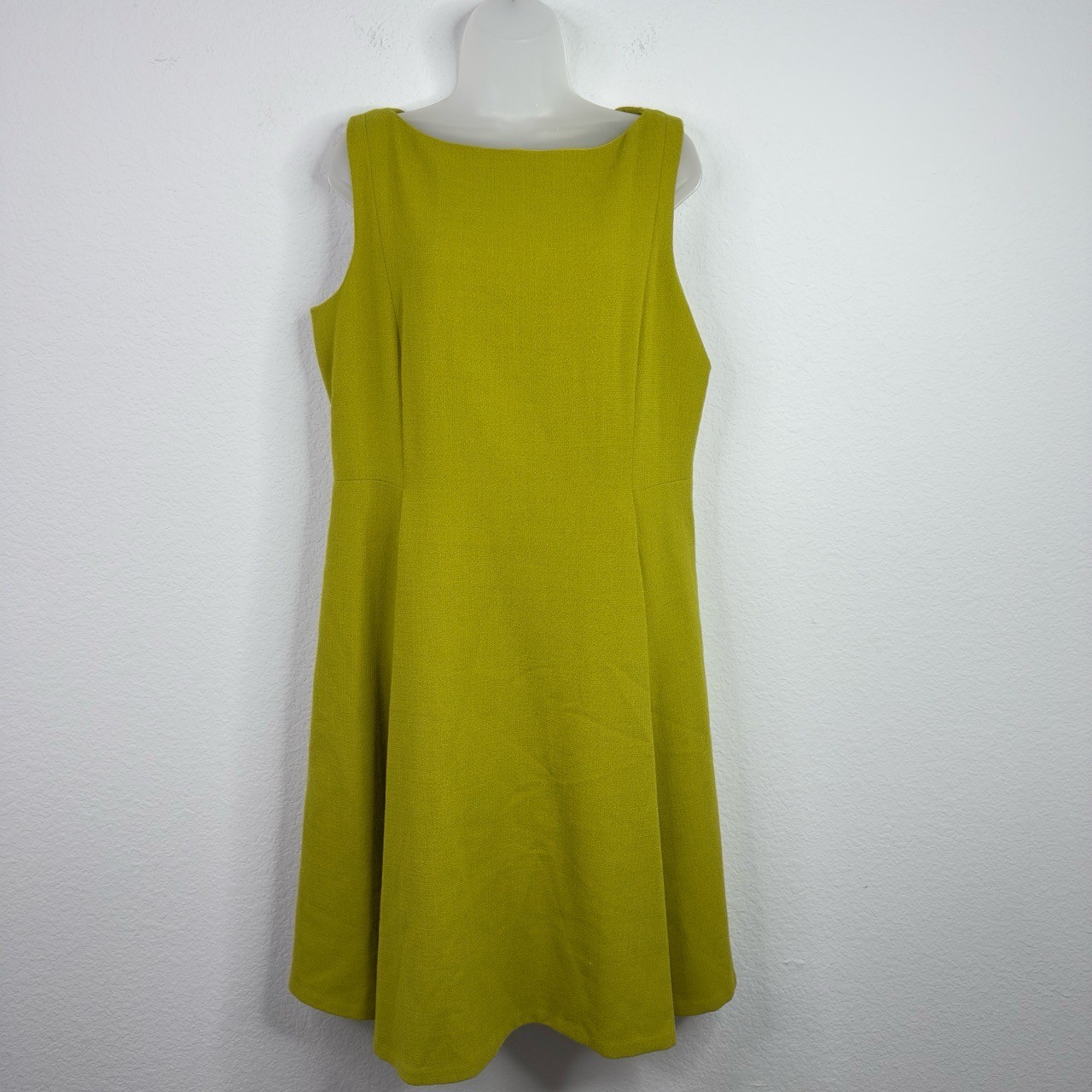 Lafayette 148 Dress Womens 14 Green Wool Textured Career Work Minimalist Preppy