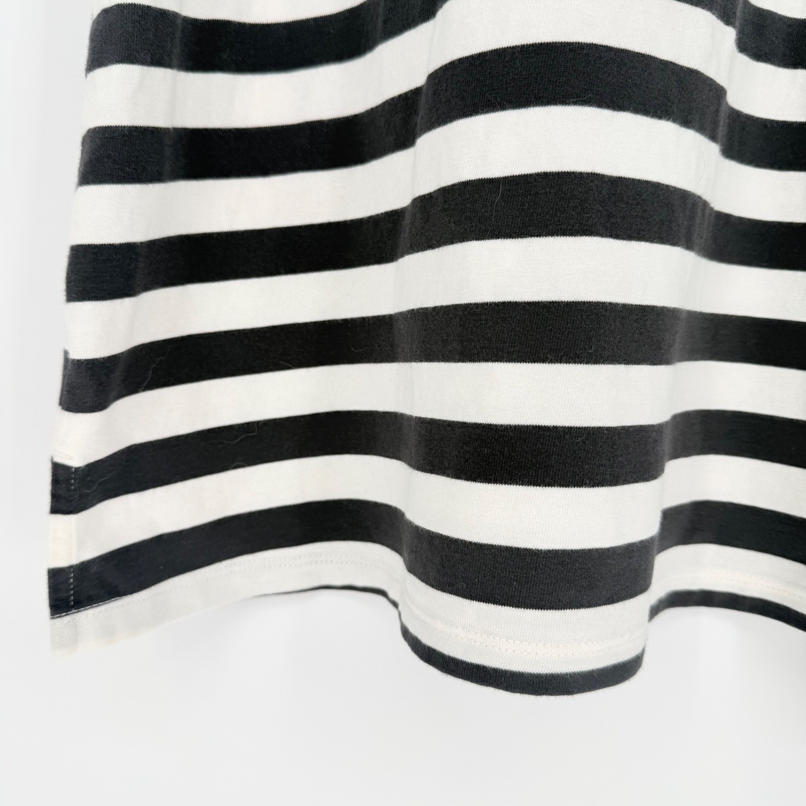 Nautical Black White Striped Sleeveless Cotton Shift TShirt Mini Dress XS Preppy