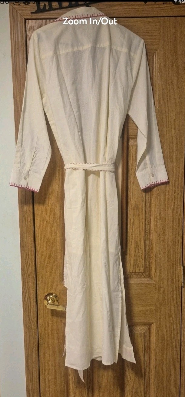 CALYPSO ST BARTH EMBROIDERED NEEDLEPOINT MAXI SHIRT DRESS SIZE L NWT