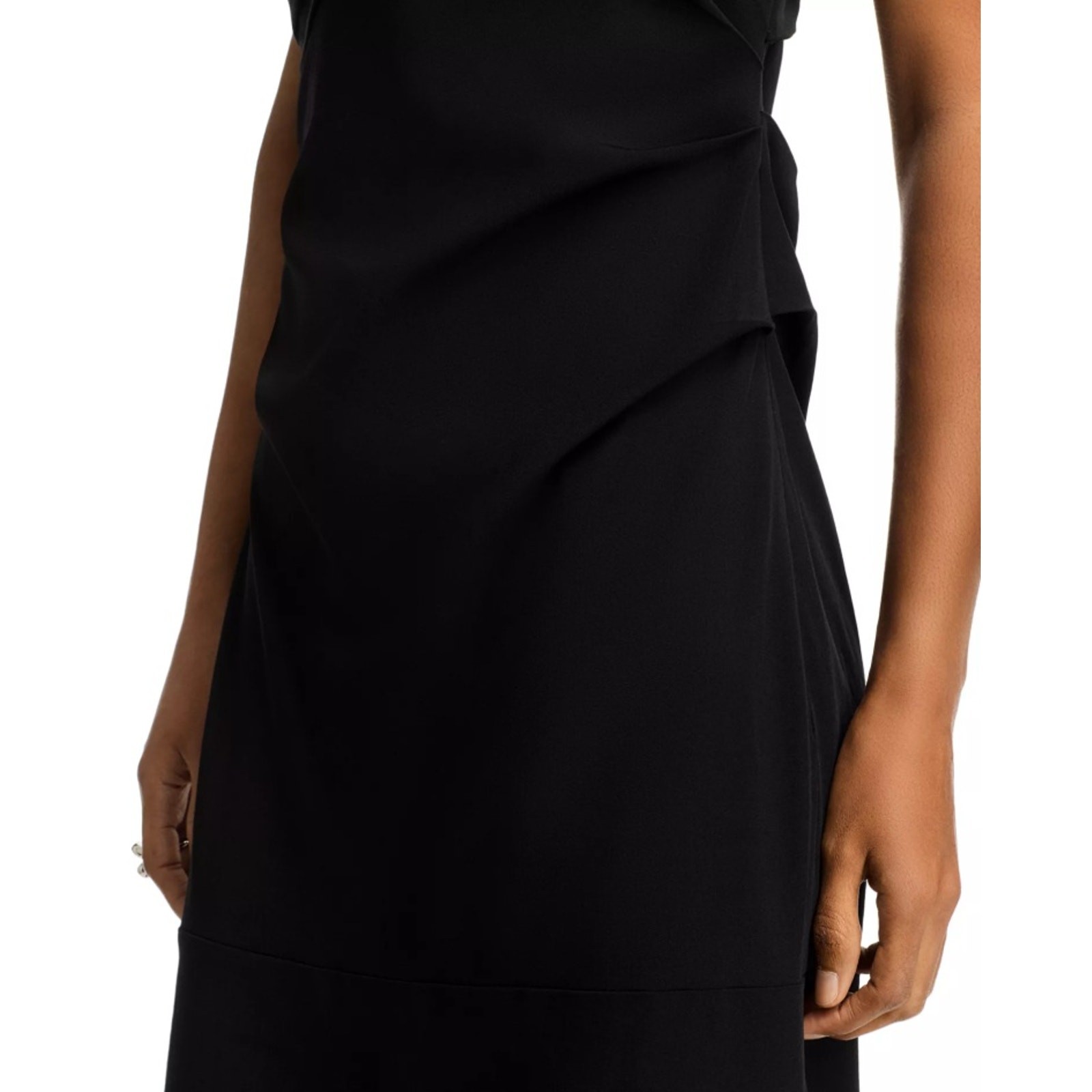CO Women Black Wool/Viscose Stretch Asymmetric Evening Maxi Gown Dress Size XS