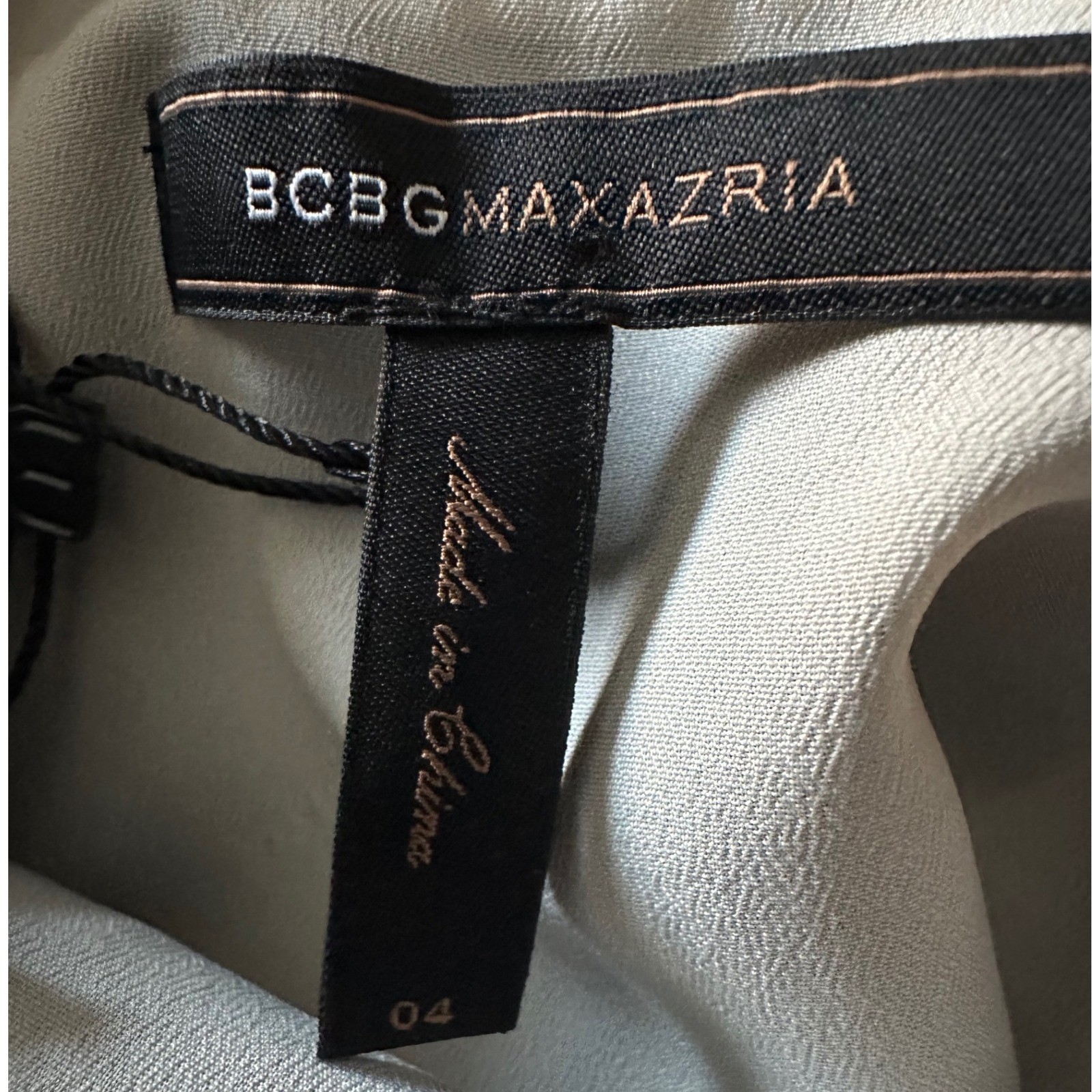 BCBGMAXAZRIA Silk Geometric Print V Neck Sleeveless Maxi Dress Blue White Black