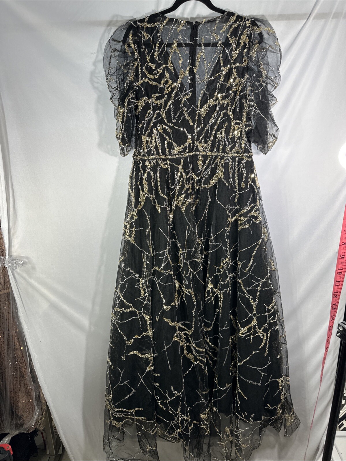 NWT Mac Duggal [ 14 ] 20428 Embellished Gathered Puff Sleeve Wrap Gown #S1718