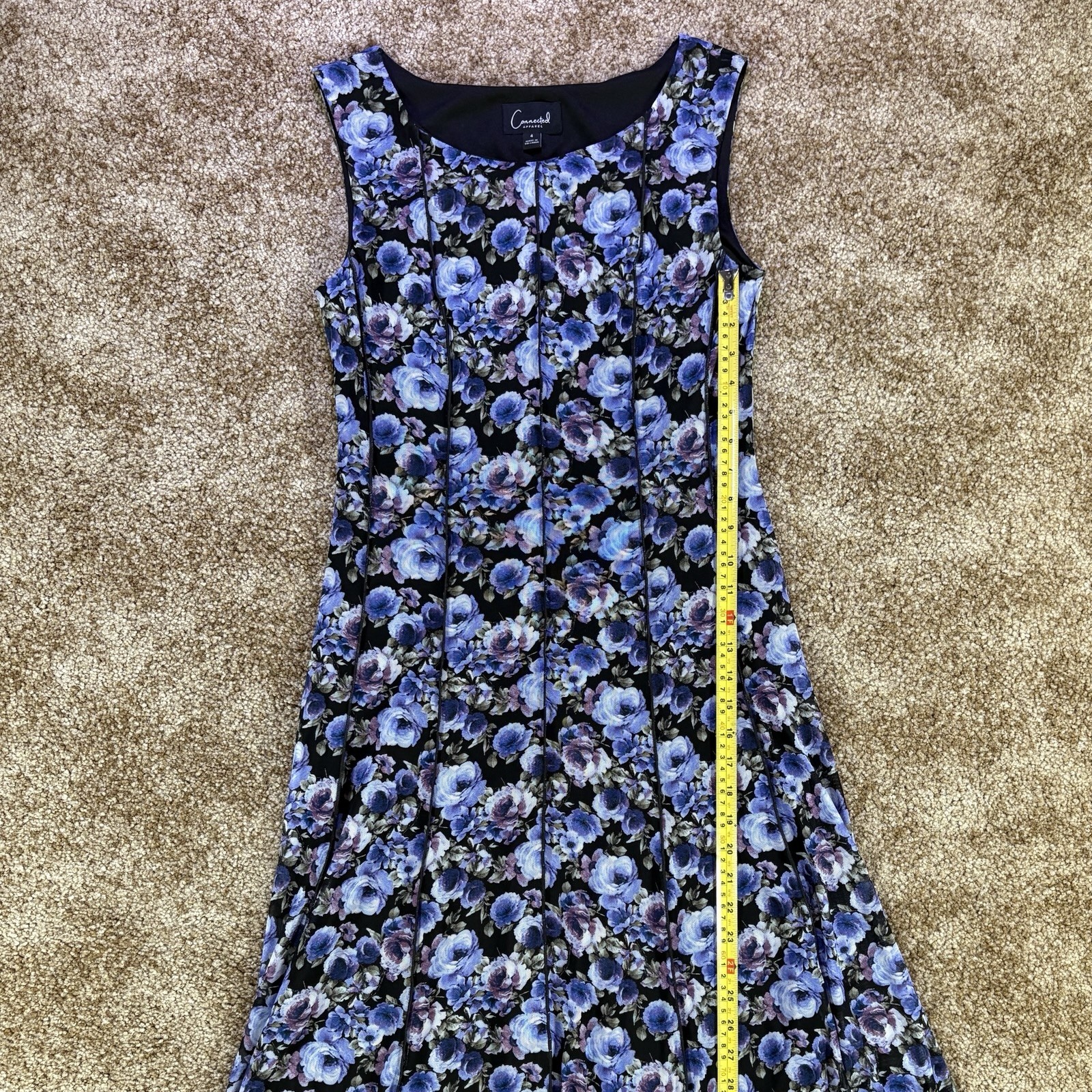 Connected Apparel Floral Lightweight & Breathable Sleeveless Midi Dress Size 4