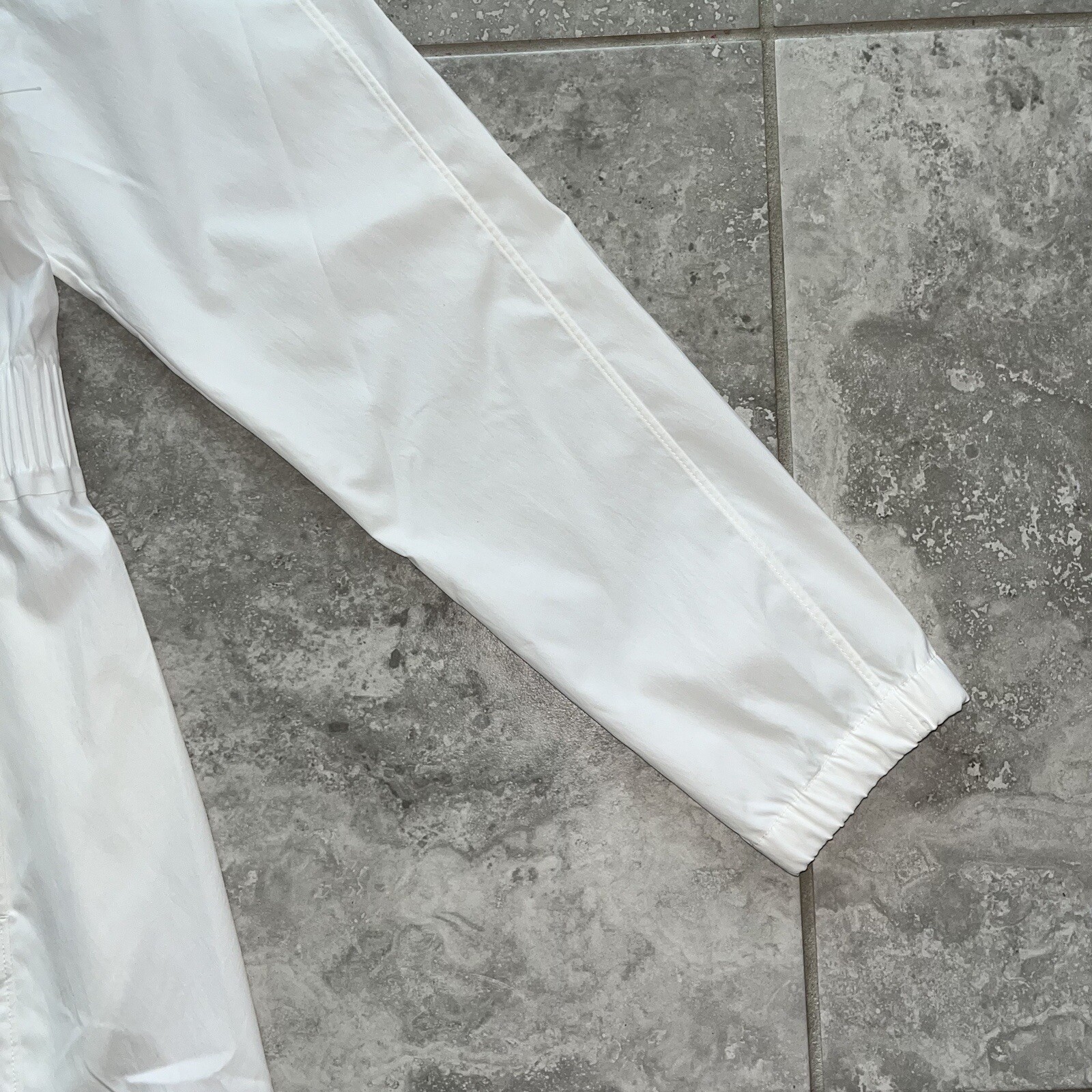 Athleta White Long Sleeve Button Shirt Dress Midi Cinched Waist Pocket M New