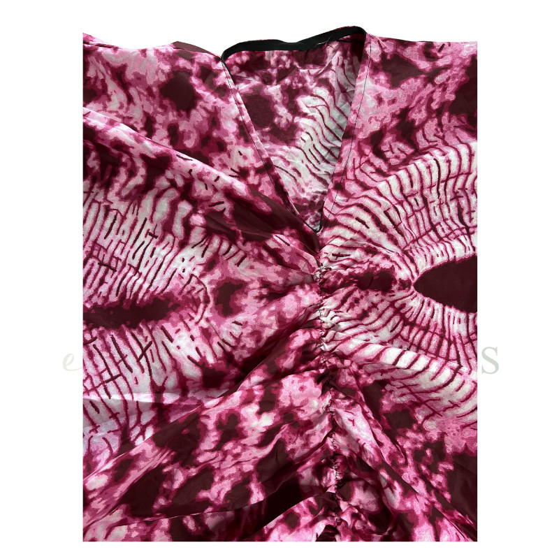 Rosé Eclipse Ruched Tie-Dye Boubou Dress | One Size Fit All (L–3XL)