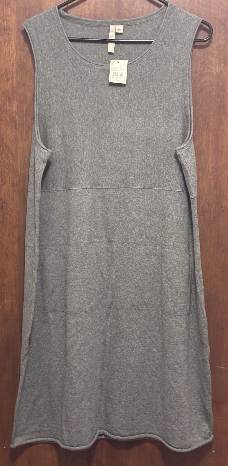 PUREJILL J.Jill XL Gray Pima Cotton Cashmere Sleeveless A-Line Midi Dress NWT