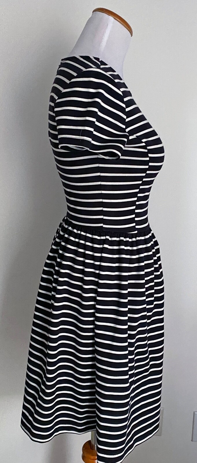 Peter Som for Design Nation Black & White Striped Short Sleeve Dress, XS