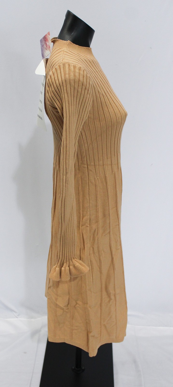 Chic Wish Women’s Long Sleeve Pleated Knit Twinset Dress AC2 Apricot Medium NWT