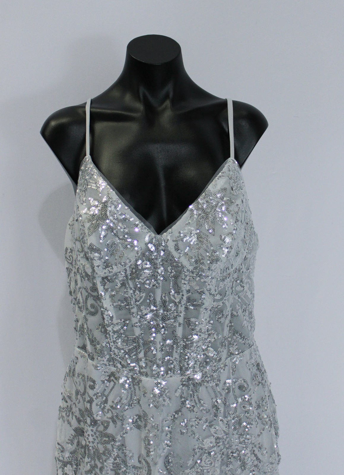 Ryanth Women’s Plus Sequin Floral Corset Mermaid Dress LB3 White/Silver Size 16W
