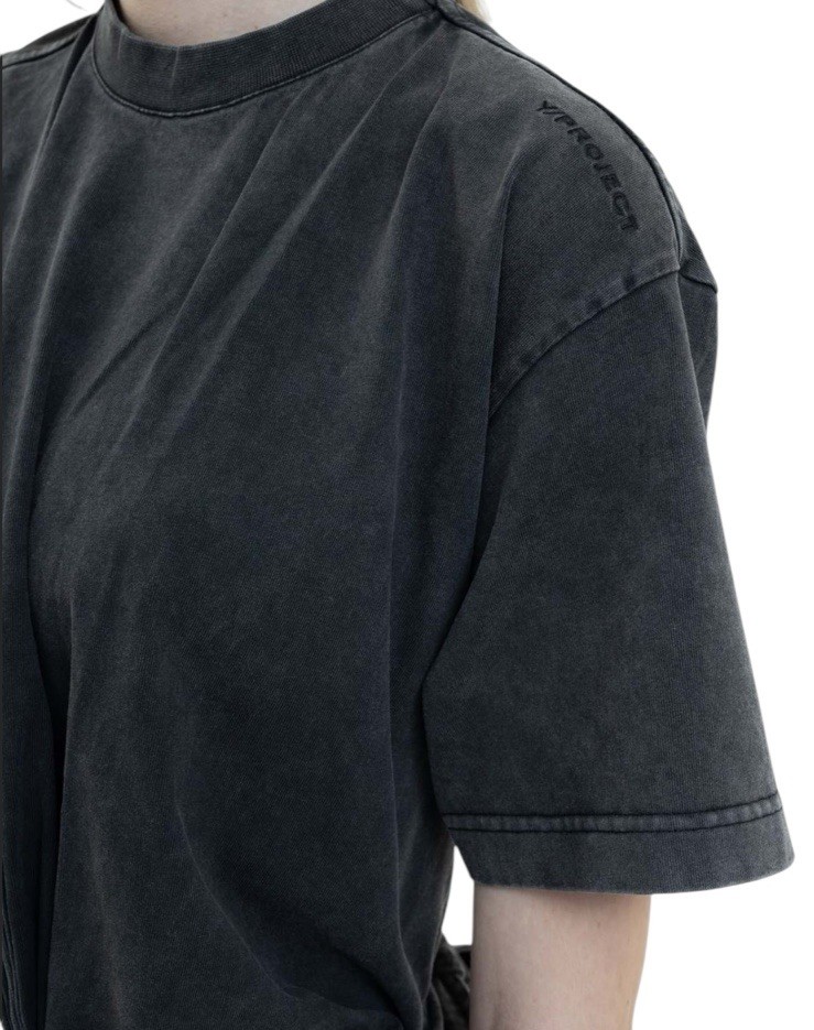 Y/PROJECT Dark Washed Grey TWISTED T-SHIRT Dress Draped Ruched Waist Size M US 6