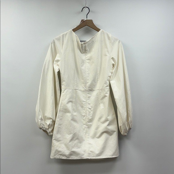 NWOT Sabo Minna Button-Up Ruched Balloon Sleeve Mini Dress White 6