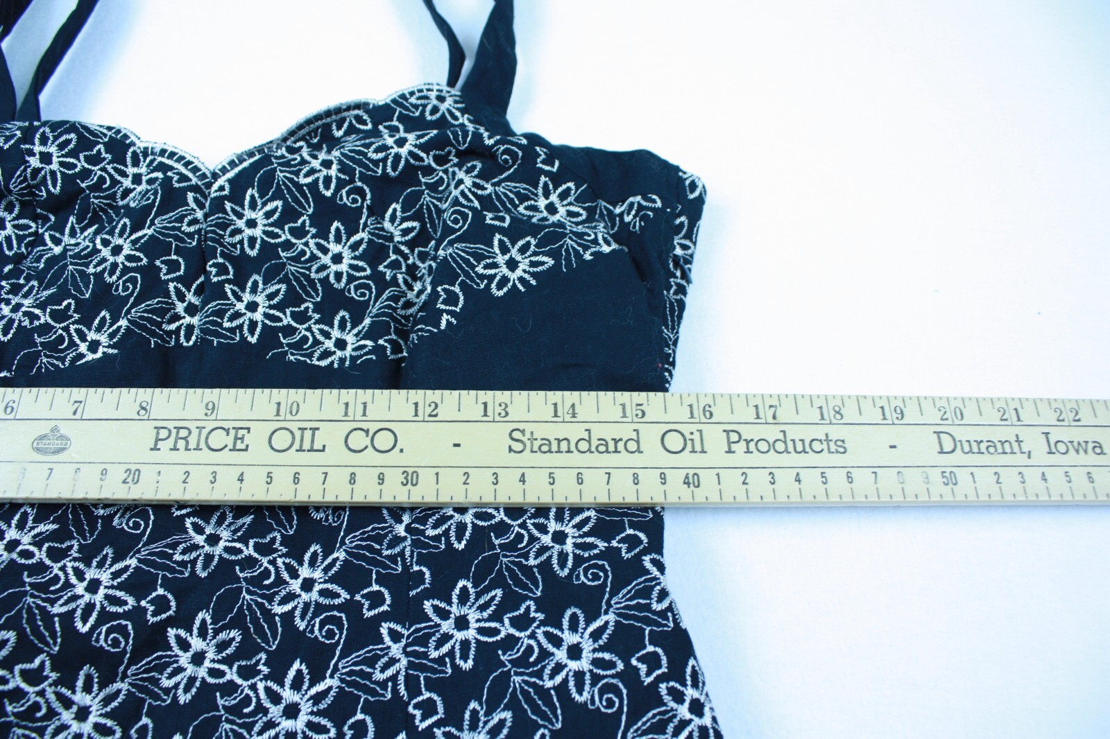 Vtg Black Floral Eyelet Sundress Boho Cottagecore Y2K Soft Girl Babydoll size 12
