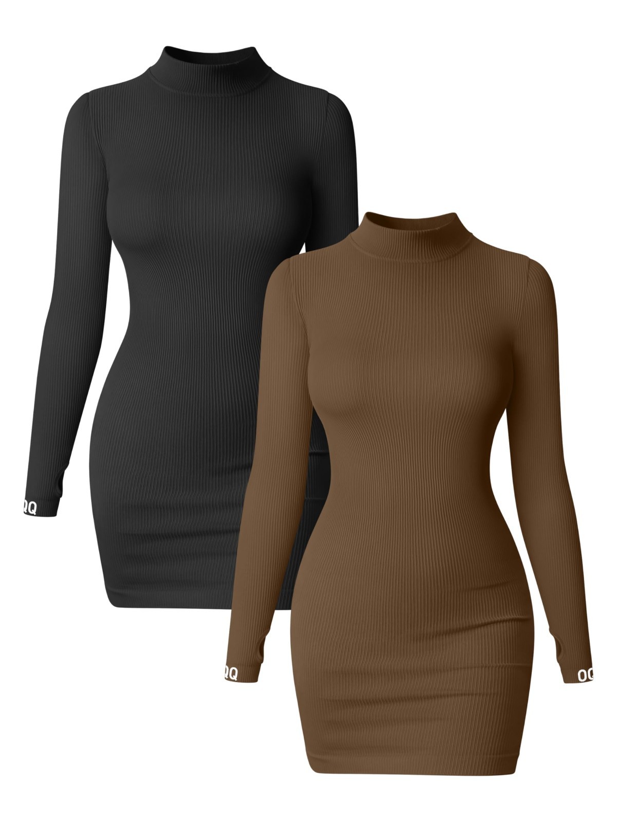 OQQ Black mock neck dress OQQ is not stitched in white as shownin pic