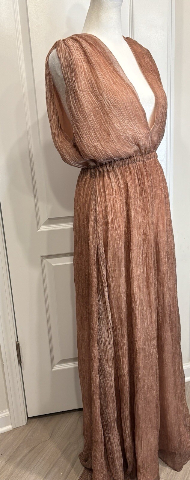 BOBI BLACK (Revolve) Formal Maxi Dress XS Double V-neck Boho Flowy Feminine