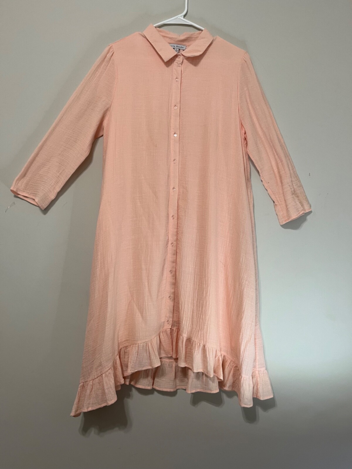 Stevie Hender Peach Button Front Maxi Dress Large (O)