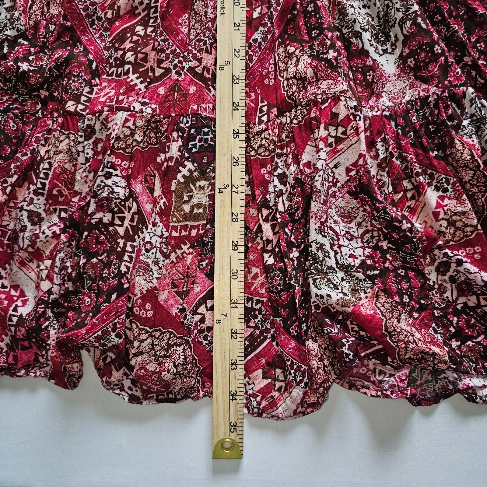 Calvin Klein Women’s Size 4 Boho Midi Dress 3/4 Sleeve Paisley Print Burgundy