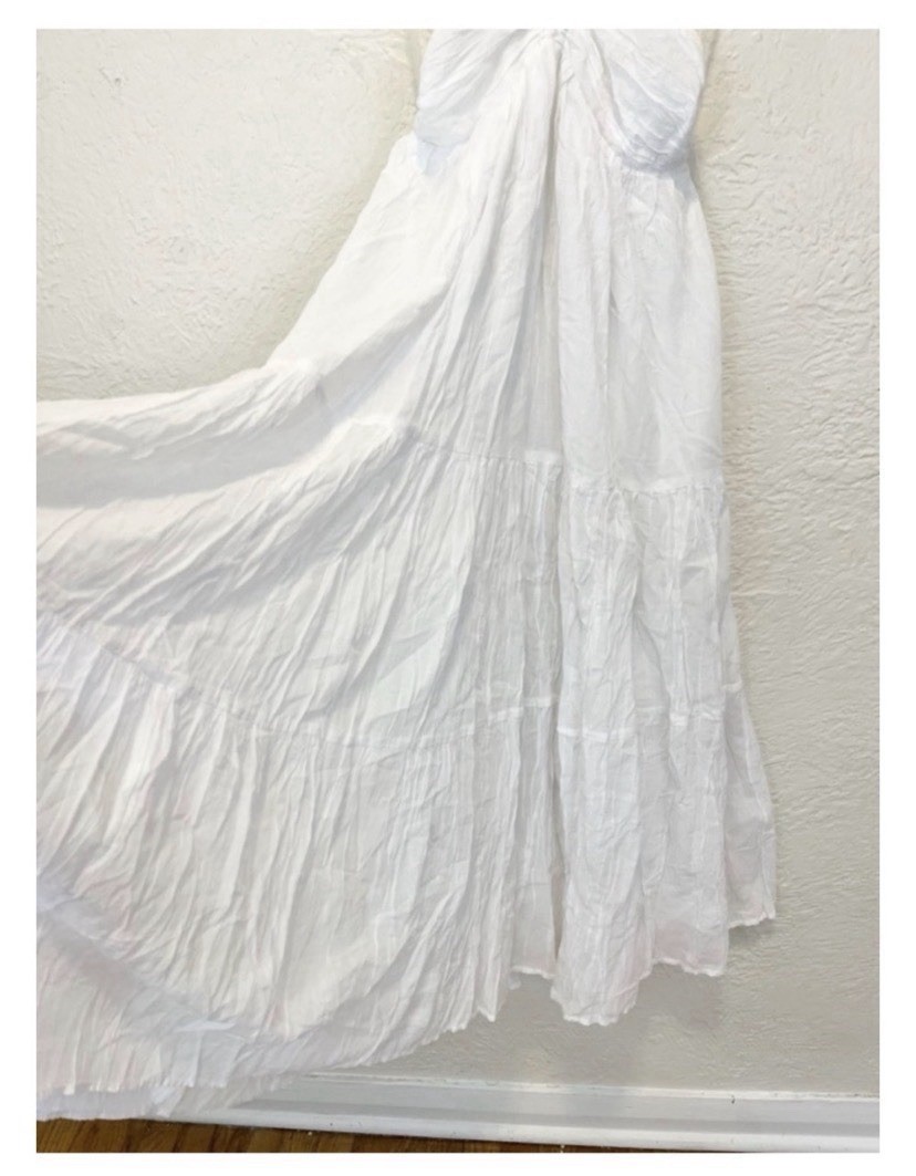 American Eagle White Tiered Midi Cut Out Back Halter Dress Size Small