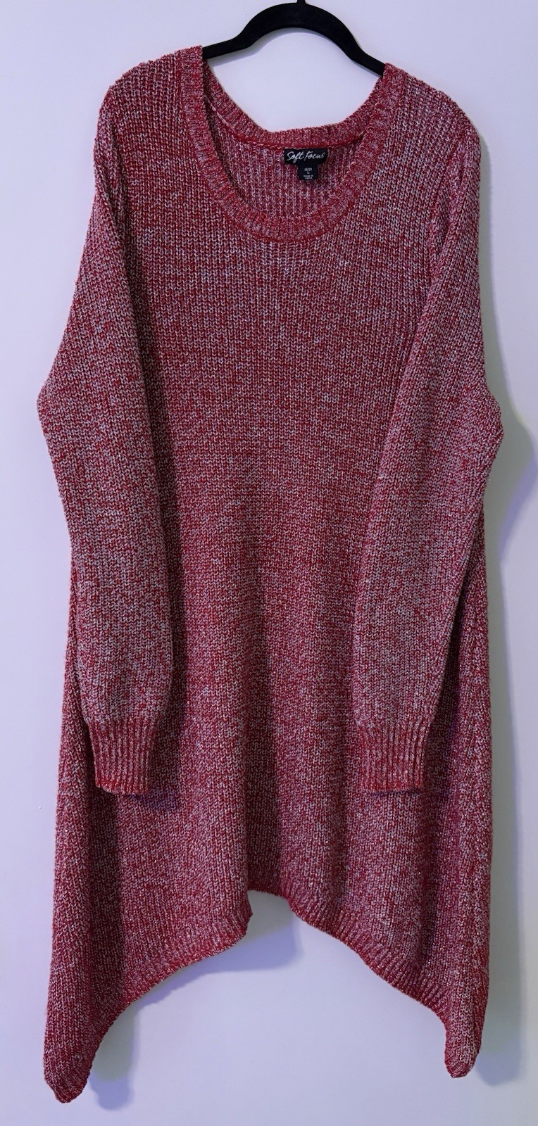 NWOT “Soft Focus” Red Glittery Thick Long Sleeve Sweater Dress Size 18/20 (XL)