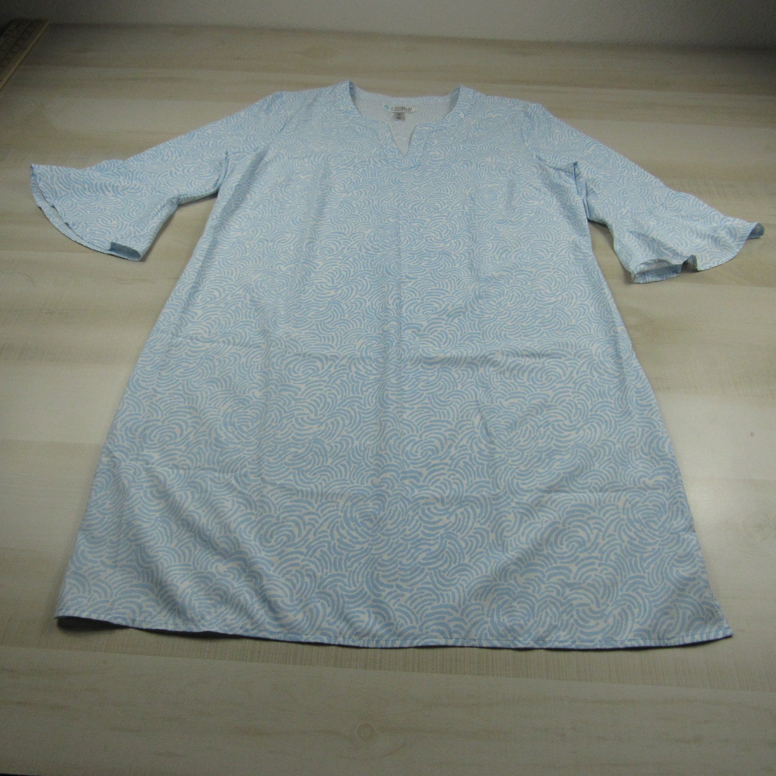 Coolibar Dress Womens Medium Blue White Midi Geometric UPF 50 UV Sun Protection