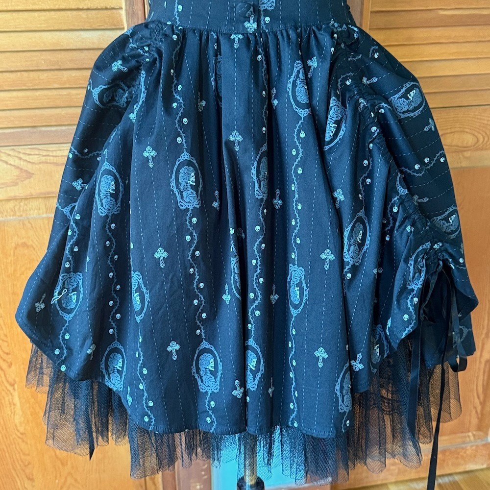 Spin Doctor Goth Lolita EGL Dead Princess Cameo Puffy Dress + Petticoat XS