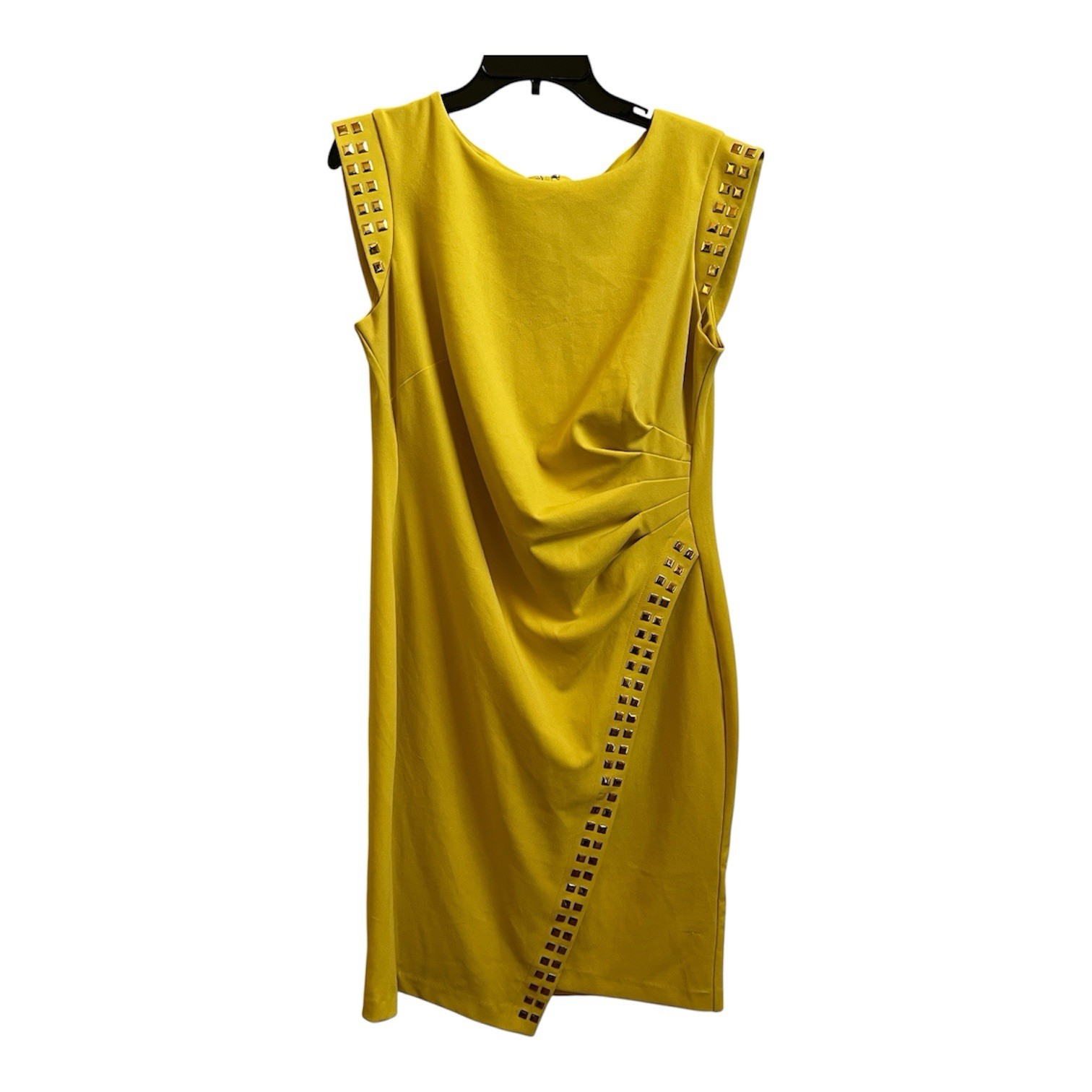 Shelby & Palmer Yellow Faux Wrap Studded Cocktail Dress Size 12 Party Going Out