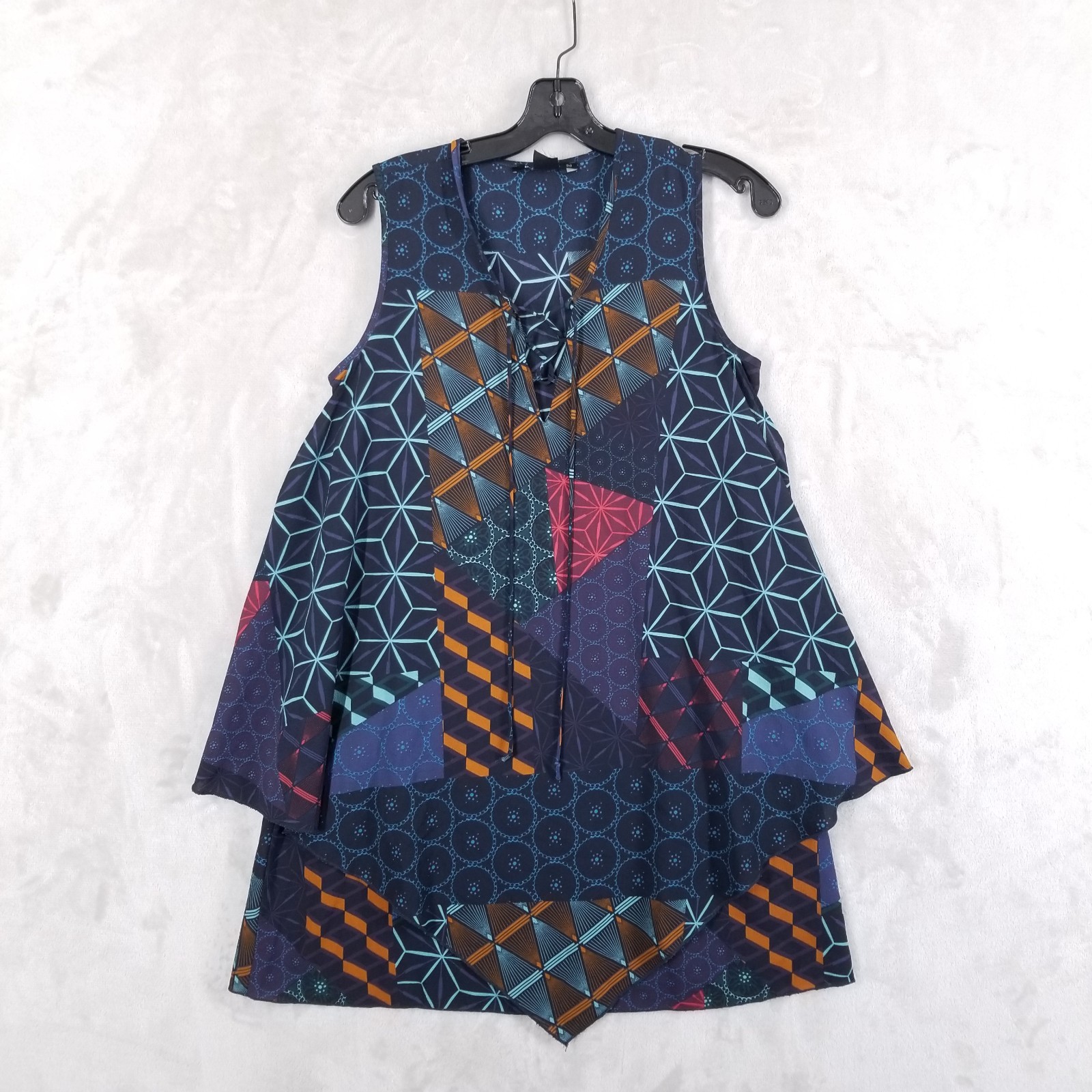 Desigual Dress Women M Geometric Layered Sleeveless Flowy Artsy Layering Tunic