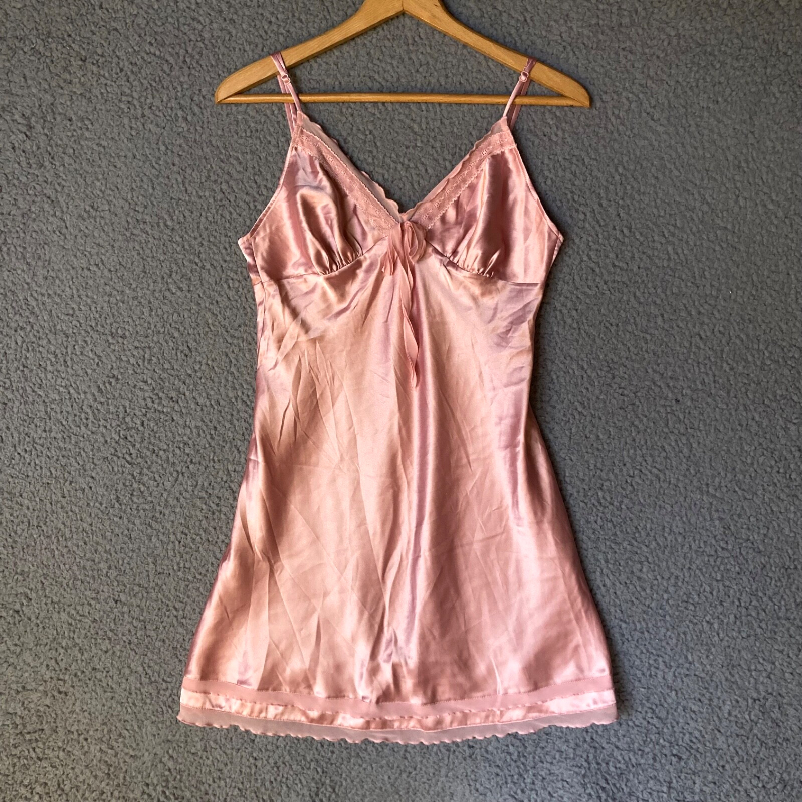 Vintage Victoria Secret Satin Slip Dress Babydoll Coquette Lingerie Cami Top M