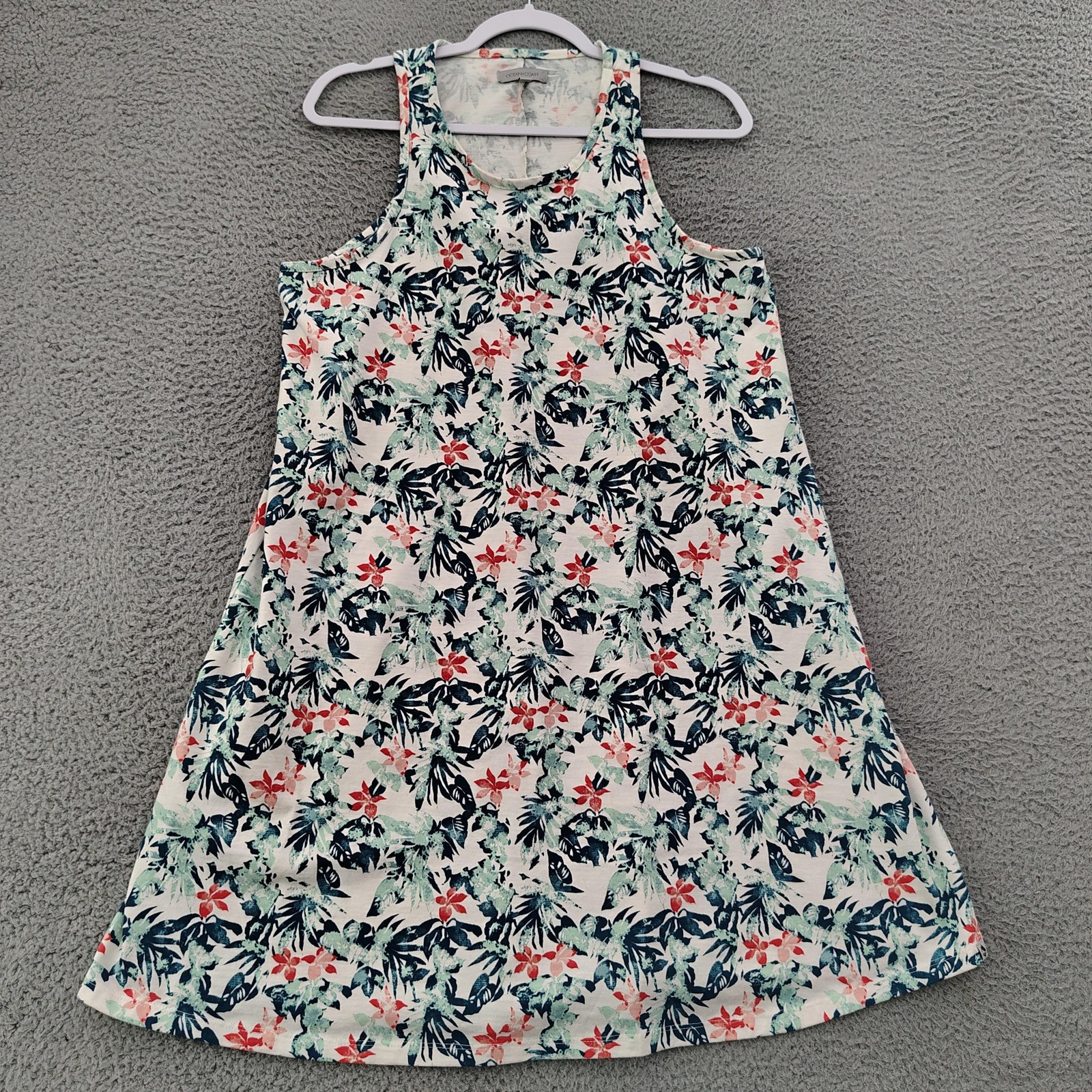 Ocean Coast Womens Dress Size L Multicolor Floral Sleeveless Casual Swing