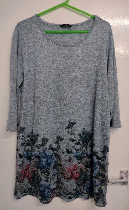 George Asda Women’s Jumper Dress Grey Marl Floral & Butterfly Plus Size UK 18