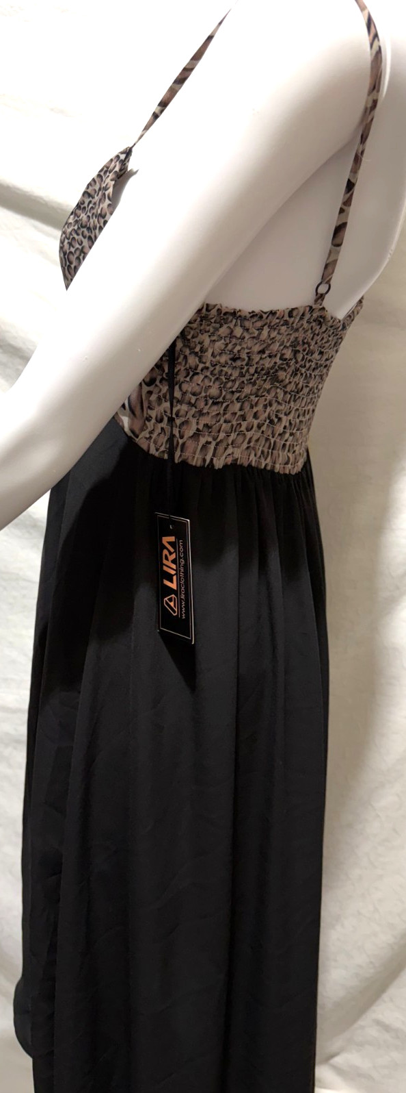 Tilly’s Lira Medium Black With Leopard Print Hi Low Spaghetti Strap Sundress