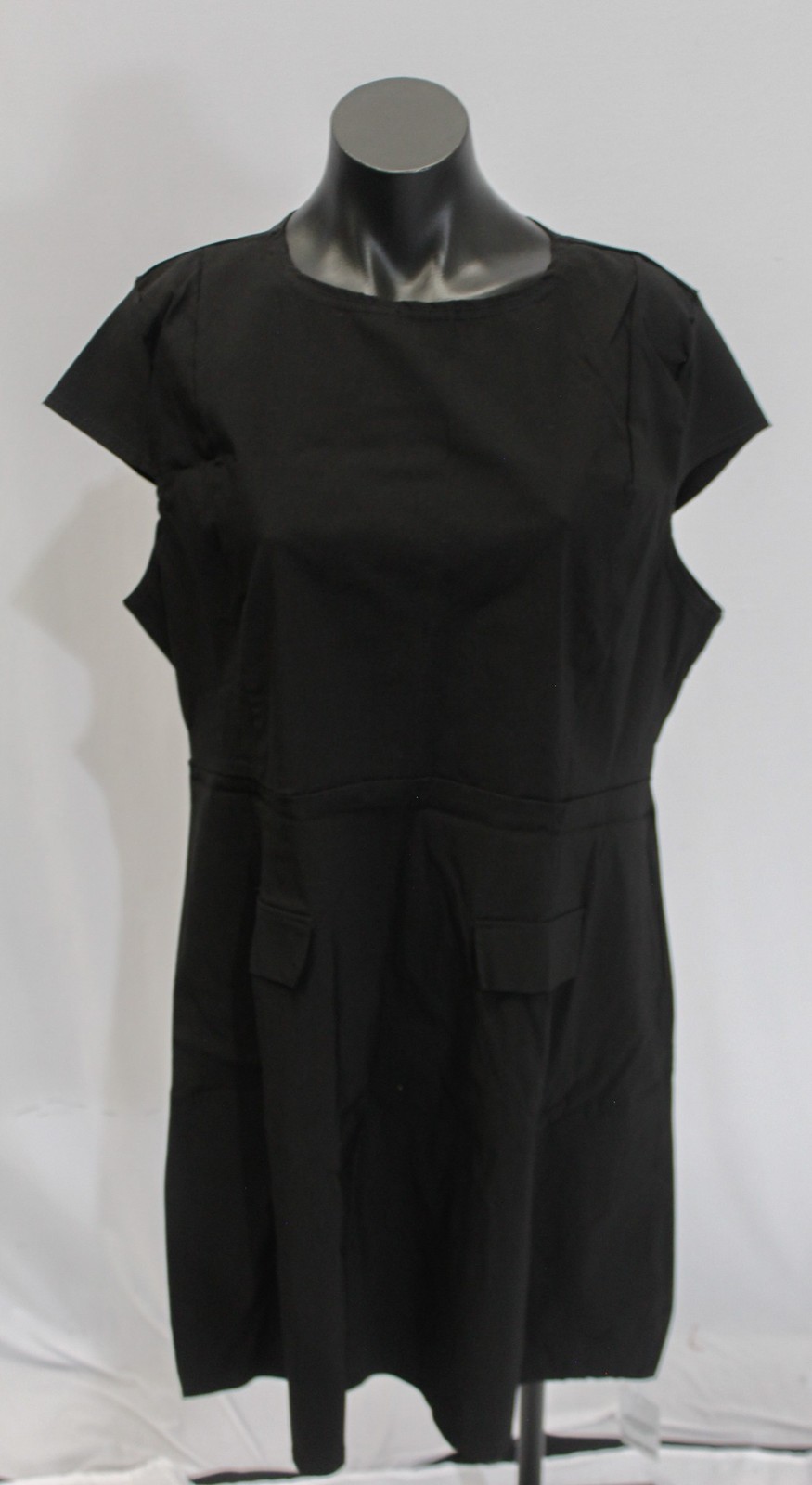 Boohoo Women’s Plus Cap Sleeve Bengaline Skater Dress AC2 Black Size: US:20 NWT